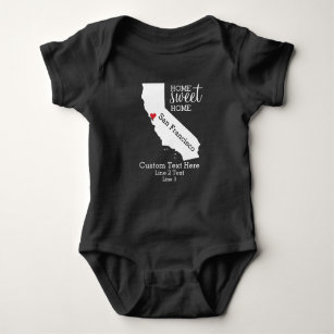 California State Love Home Sweet Home Custom Map Baby Bodysuit