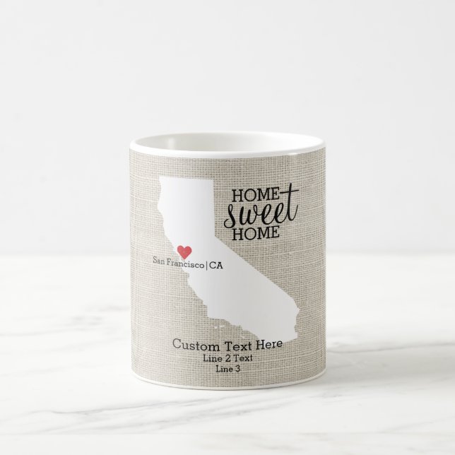 California State Love Home Sweet Home Custom Map Coffee Mug (Center)