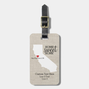 California State Love Home Sweet Home Custom Map Luggage Tag