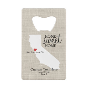 California State Love Home Sweet Home Custom Map Wallet Bottle Opener
