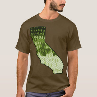 California State Map Bass Fishing Colour Pattern F T-Shirt