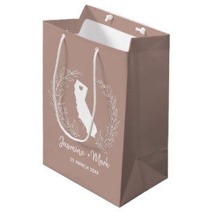 California state map  destination wedding favors  medium gift bag