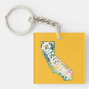California State Map Illustration Keychain