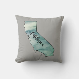 California State Map Watercolor Throw Pillow