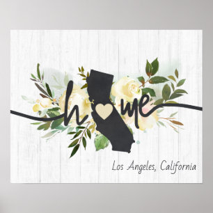 California State Personalized Home City Rustic Poster