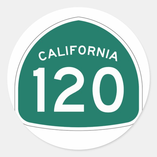 California State Route 120 Classic Round Sticker (Front)