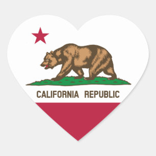 California Sticker, Heart, Love, Californian Flag Heart Sticker