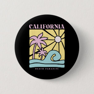 California Summer Sunshine Beach Paradise Summer 2 Inch Round Button