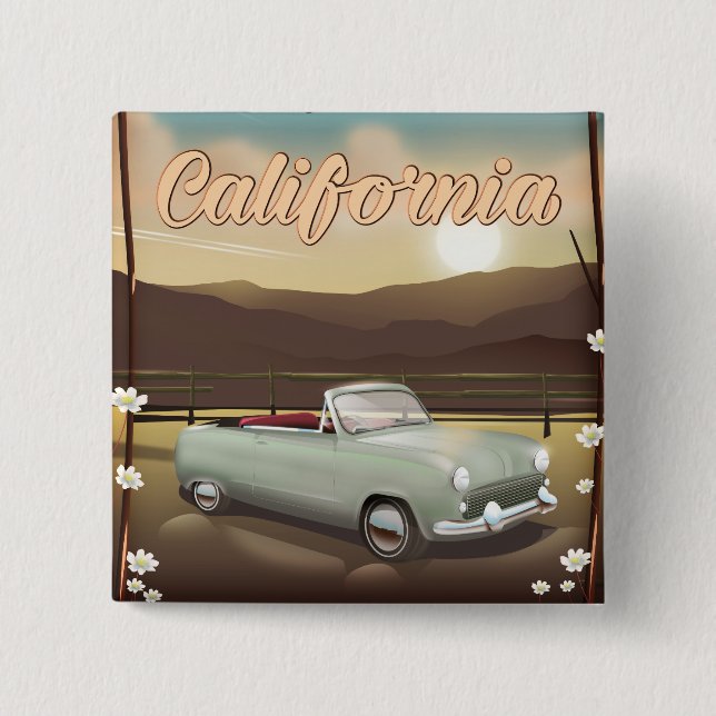 California Sunset 2 Inch Square Button (Front)