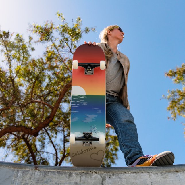 California Sunset | Beach Sand Heart Skateboard (Outdoor 1)