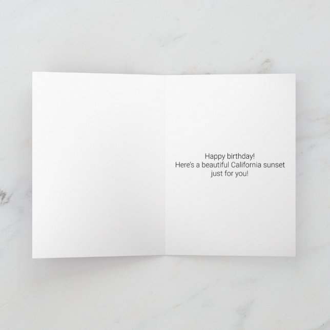 California Sunset Birthday Card (Inside)