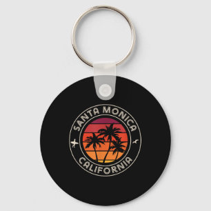 California Sunset Surfer And Seagull Santa Monica Keychain