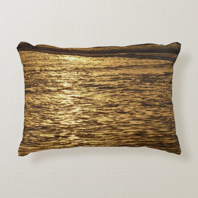 California Sunset Waves Ocean Seascape Decorative Pillow (Front)