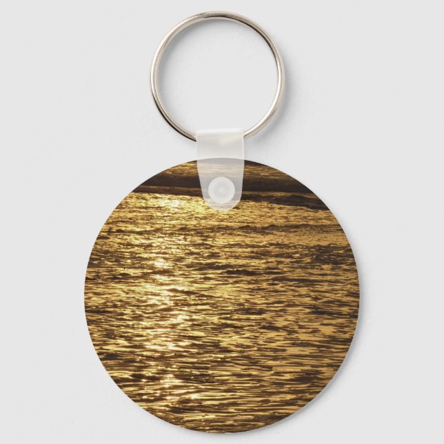 California Sunset Waves Ocean Seascape Keychain (Front)