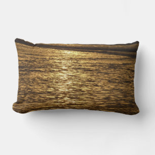California Sunset Waves Ocean Seascape Lumbar Pillow