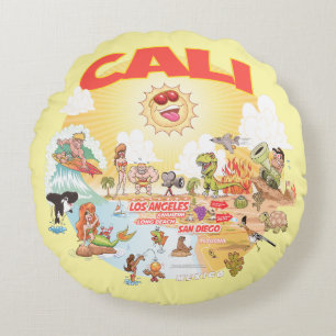 California Sunshine Paradise Poufs Round Pillow