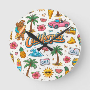 California Sunshine Round Clock