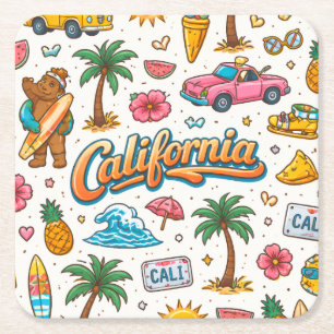 California Sunshine Square Paper Coaster