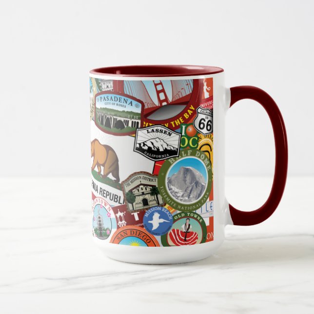 California Super Sticker Collage Pattern Mug (Right)
