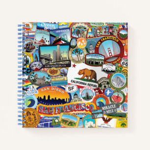 California Super Sticker Collage Pattern Notebook