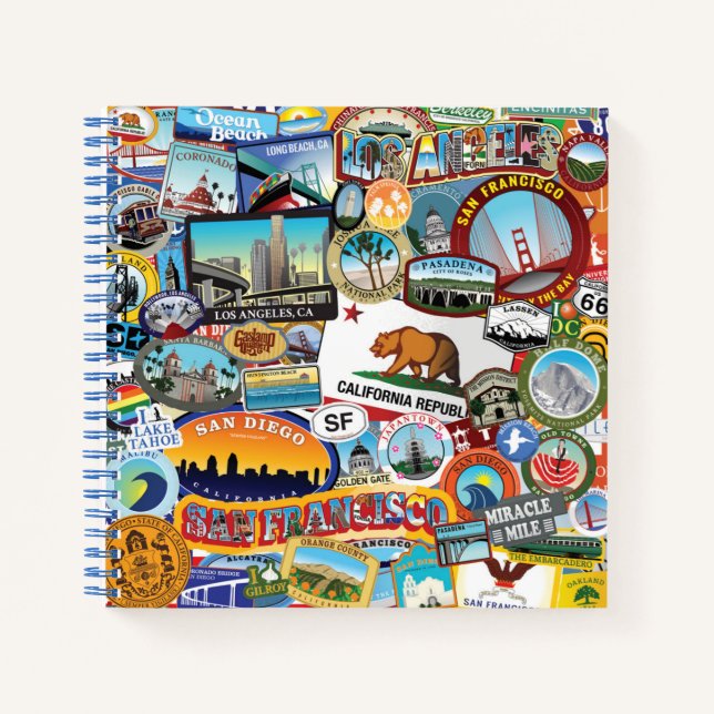 California Super Sticker Collage Pattern Notebook (Front)