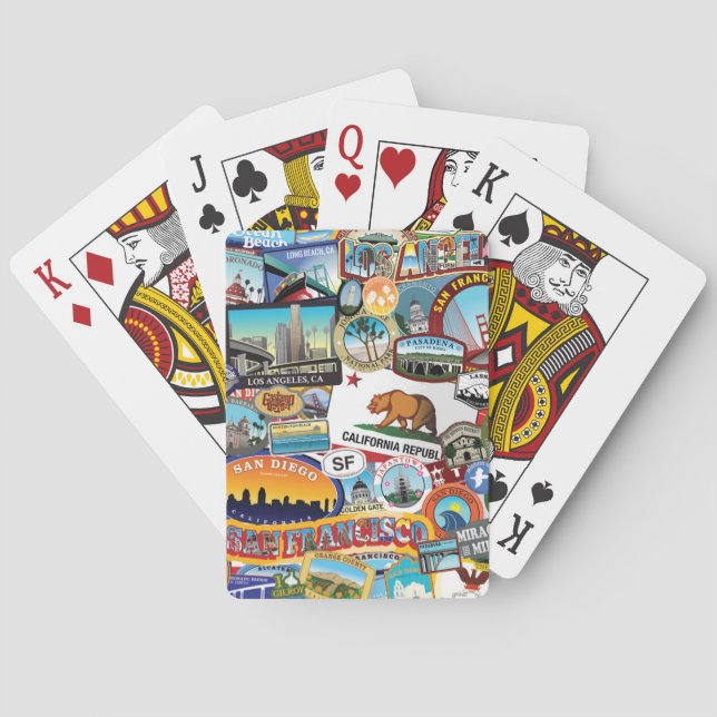 California Super Sticker Collage Pattern Playing Cards (Back)
