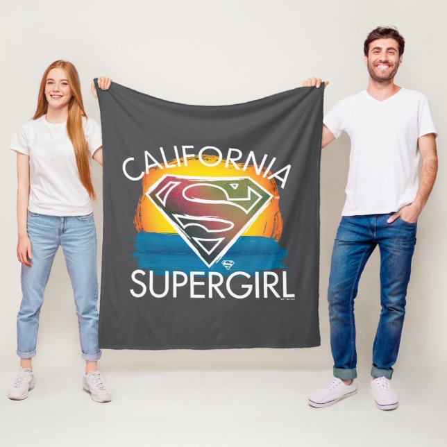 California Supergirl Sunset Graphic Fleece Blanket (In Situ)