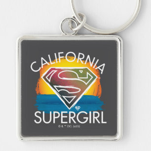 California Supergirl Sunset Graphic Keychain