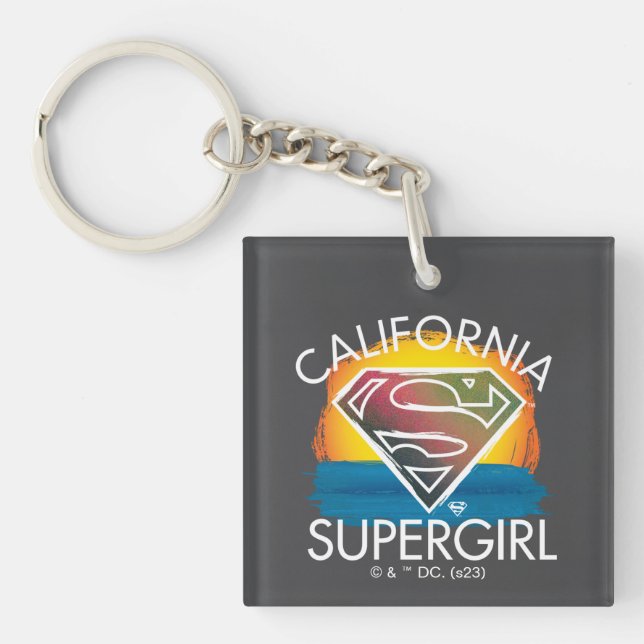 California Supergirl Sunset Graphic Keychain (Front)