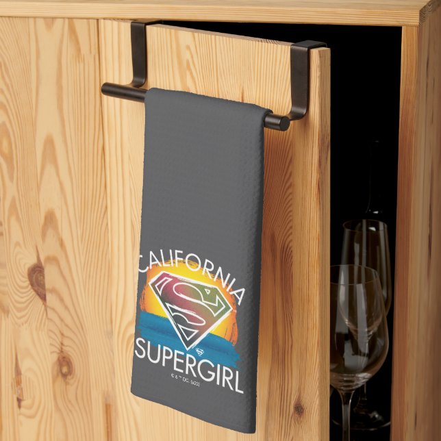 California Supergirl Sunset Graphic Kitchen Towel (Thirds Fold)