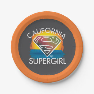 California Supergirl Sunset Graphic Paper Plate