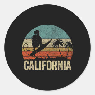 California Surf Ca Vintage Retro Men Women Kid Sur Classic Round Sticker