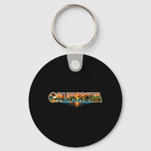 California Surf Retro Beach Vintage Cali Sun SF SD Keychain