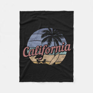 California Surf Vintage Souvenir Cali Beach Surfer Fleece Blanket
