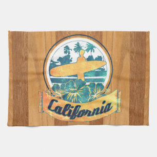 California surfboard kitchen towel