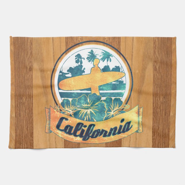 California surfboard kitchen towel (Horizontal)