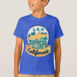 California surfboard T-Shirt<br><div class="desc">Hello, this unique and funny design represents a surfboard with a retro and sweet blazon of California.</div>
