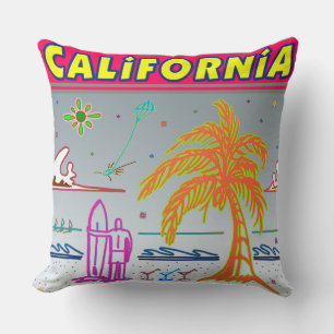 "CALIFORNIA" Surfer Beach Pillow