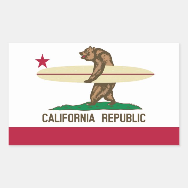 California Surfer Bear Flag Sticker (Front)
