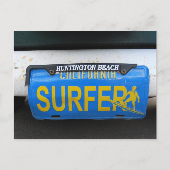 California Surfer License Plate Postcard (Front)