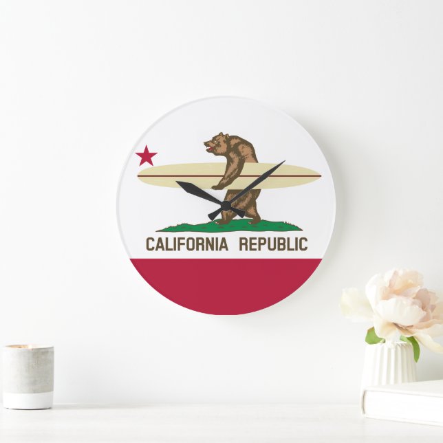 California Surfing Bear Large Clock (Home)