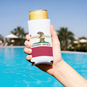 California Surfing Bear Seltzer Can Cooler