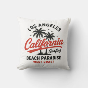 California Surfing Los Angeles Beach Paradise West Throw Pillow