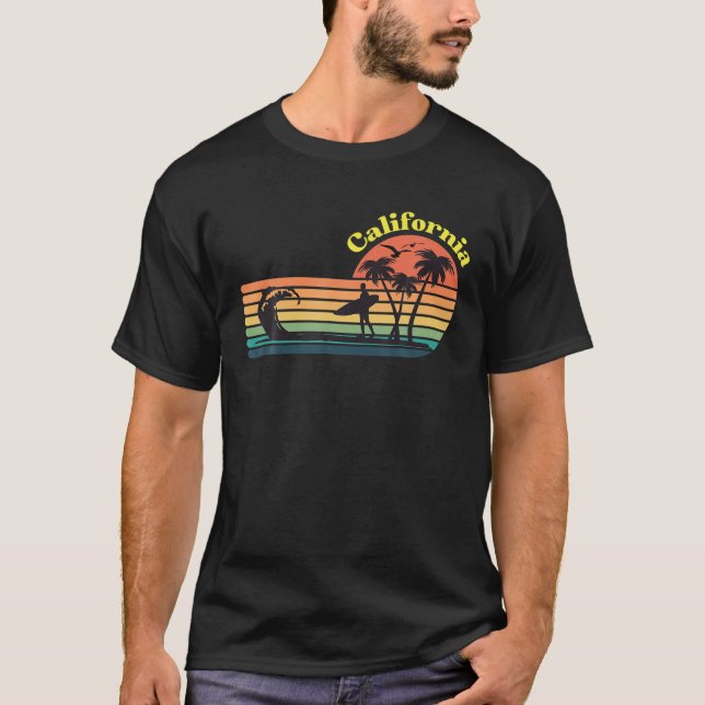 California Surfing Retro Vintage T-Shirt (Front)
