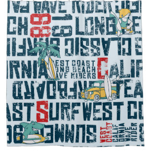 California Surfing Team: Grunge Seamless Pattern.
