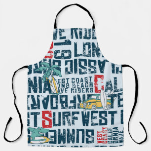 California Surfing Team: Grunge Seamless Pattern. Apron