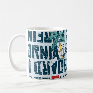 California Surfing Team: Grunge Seamless Pattern. Coffee Mug