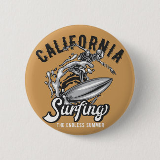 California Surfing the Endless Summer 2 Inch Round Button