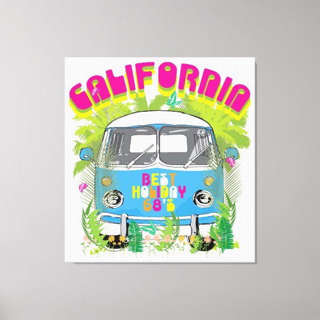 California Surfing Van Canvas Print (Front)