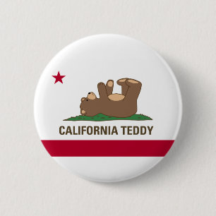 California Teddy Bear Flag 2 Inch Round Button